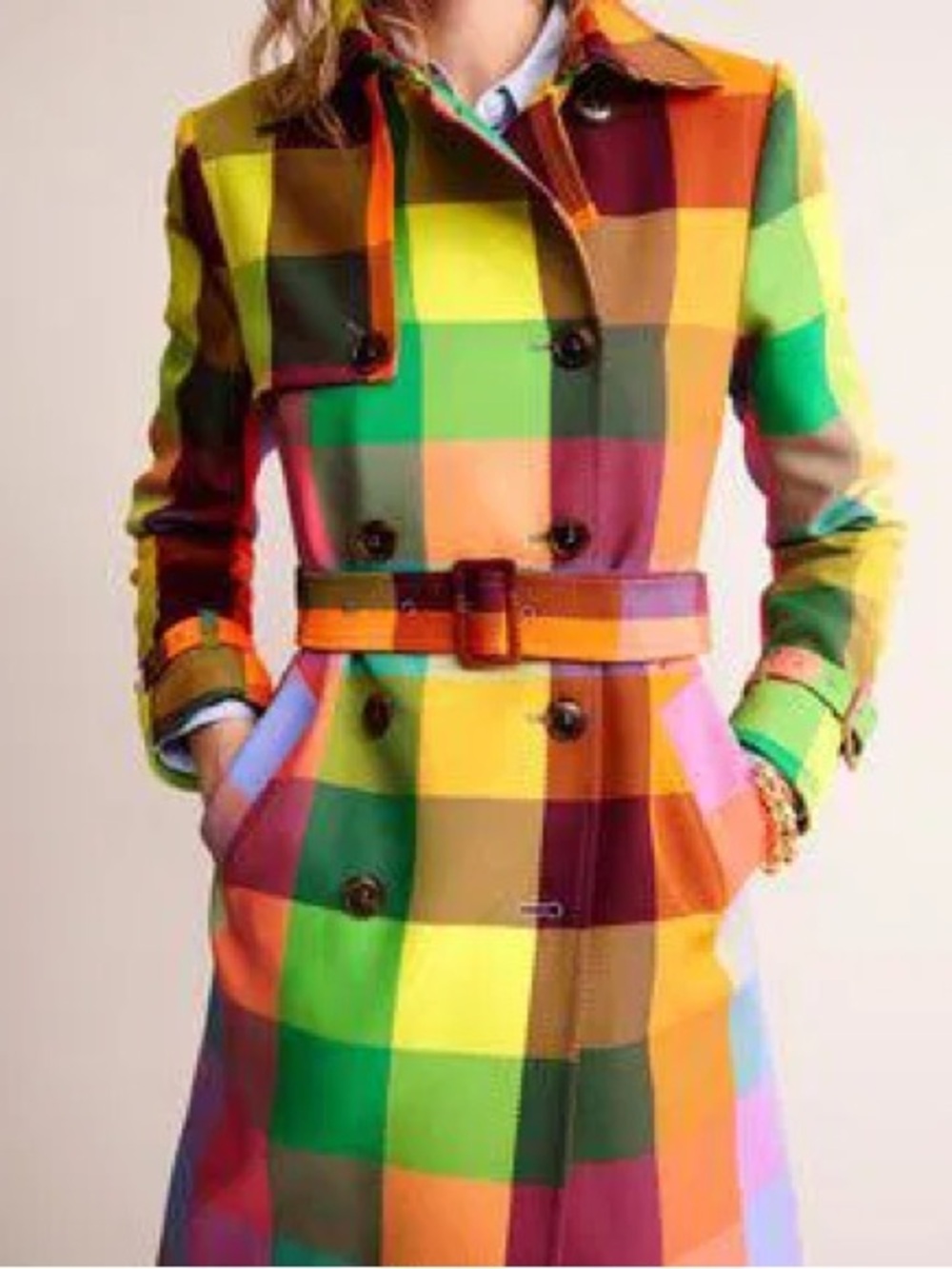 NWT Boden Neon Belted Trench Coat - Picture 5 of 6
